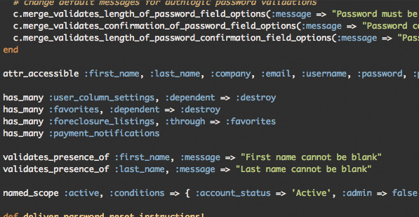 Rails Model Screenshot